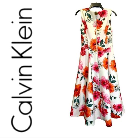 Calvin Klein Floral Print High-low Sleeveless Midi Dress Size 4 - Picture 7 of 7
